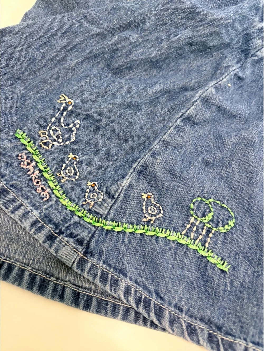 Vintage Y2K OshKosh Overall Dress Embroidered Ducklings
